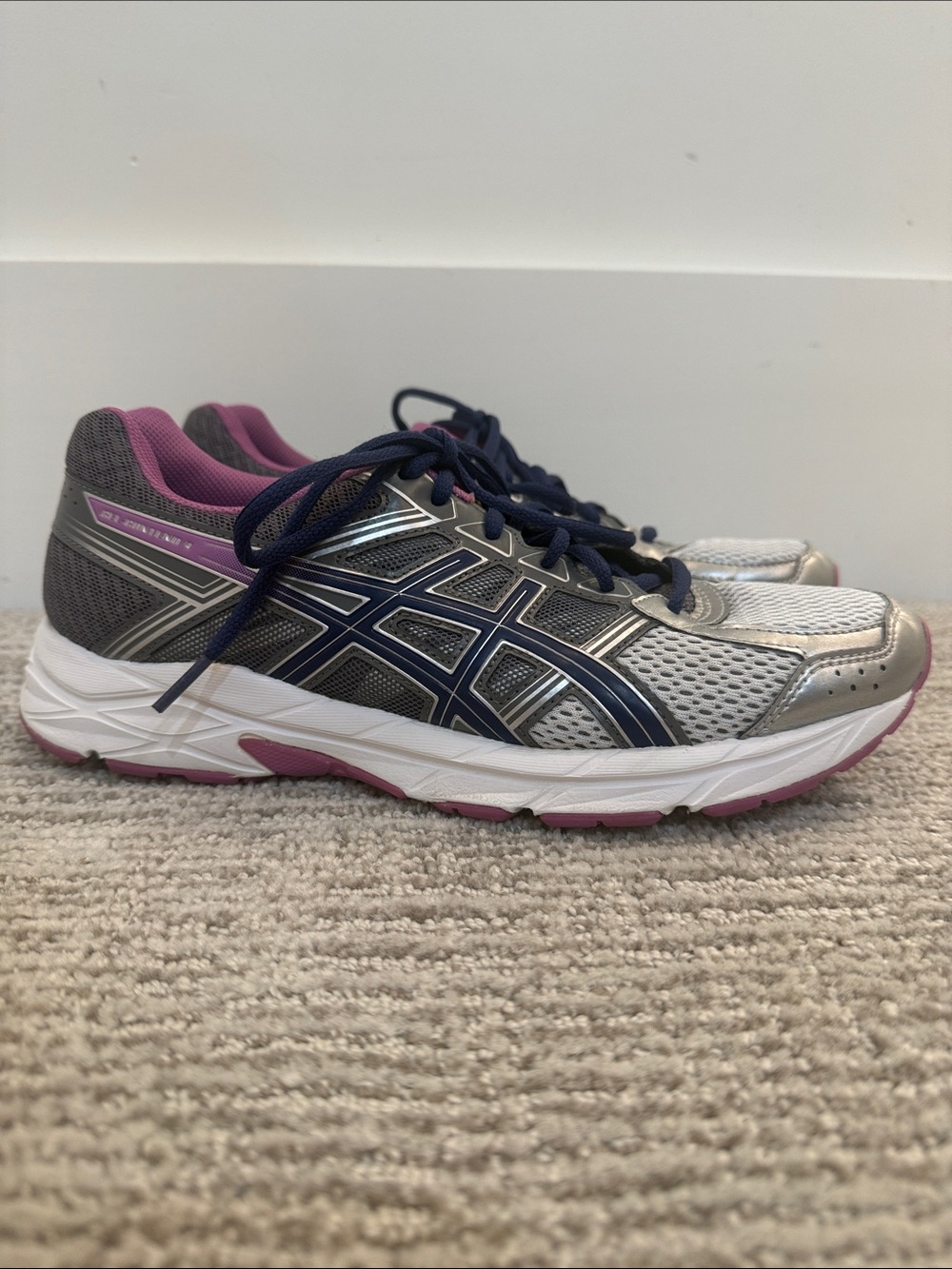 ASICS Women's Athletic Running Shoes - Gray, Pink & Navy